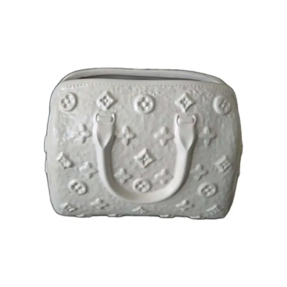 New White Louis Vuitton Purse Ceramic Indoor Planter Catus Succulent Pot Decor